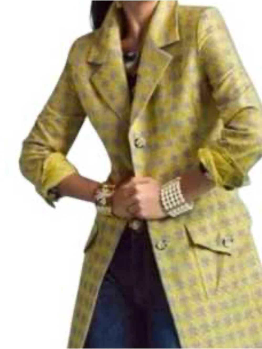 CAbi Regency Yellow and black houndstooth Coat